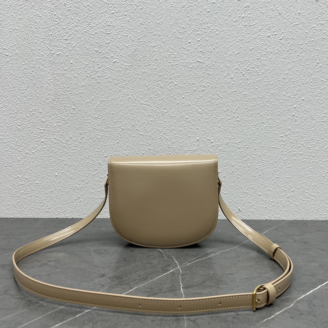 Celine Besace Clea Shoulder Bag In Shiny Calfskin Dark Cream 110413